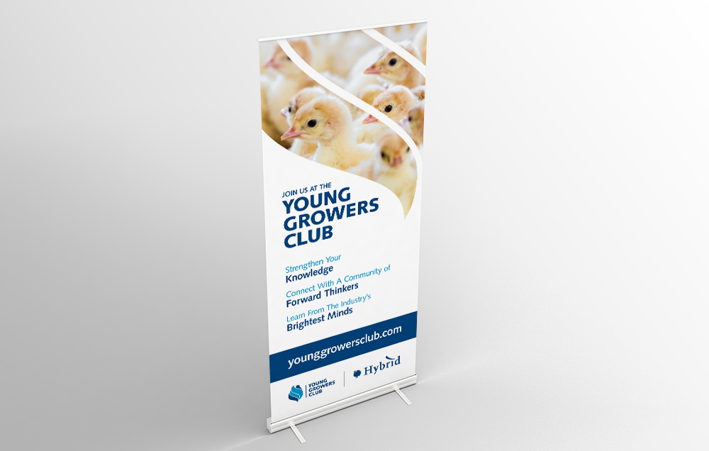 Rendering of Hybrid's Young Growers Club trade show banner