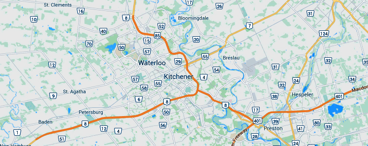 Waterloo Kitchener Borders Map