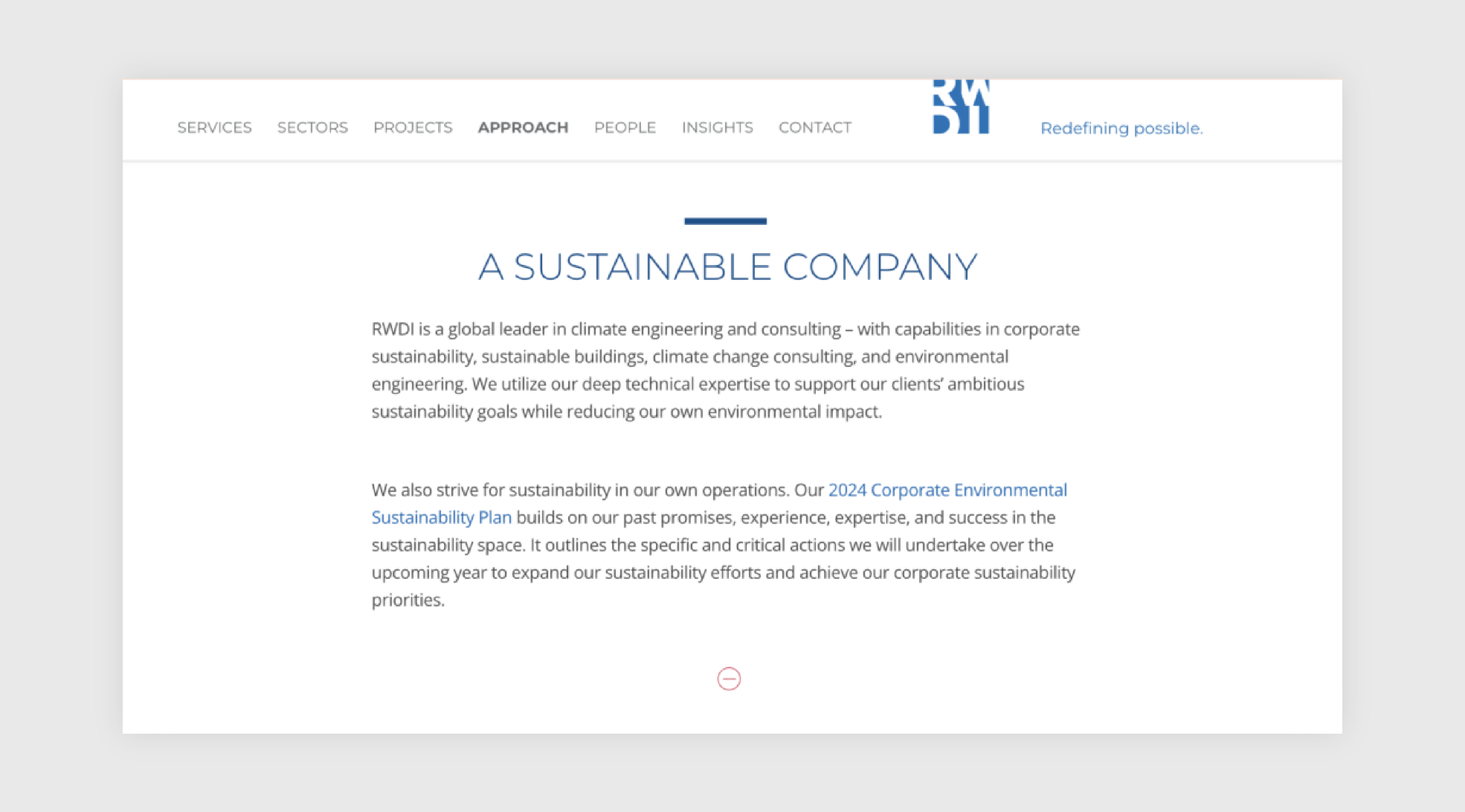 A screenshot from RWDI's website speaking to their sustainability.