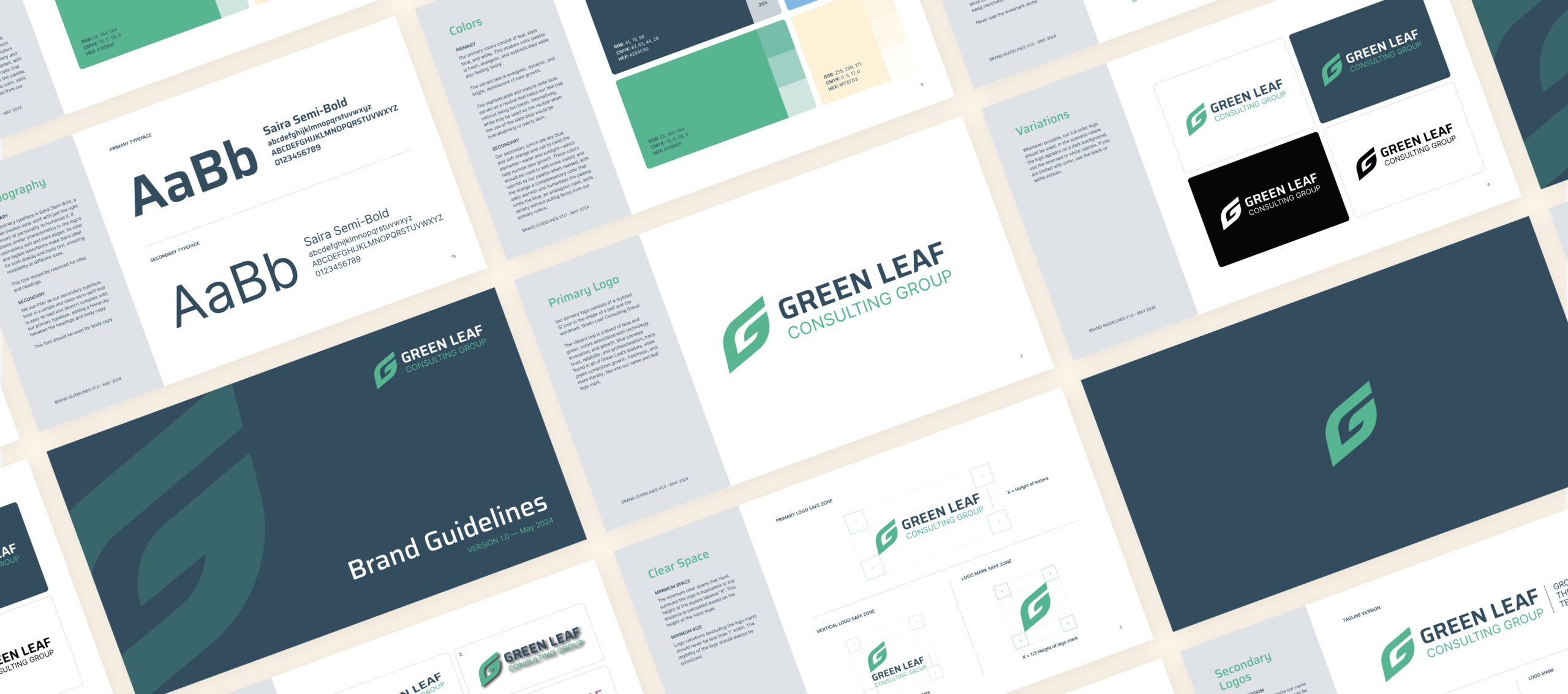 An example of Green Leaf brand guideline slides