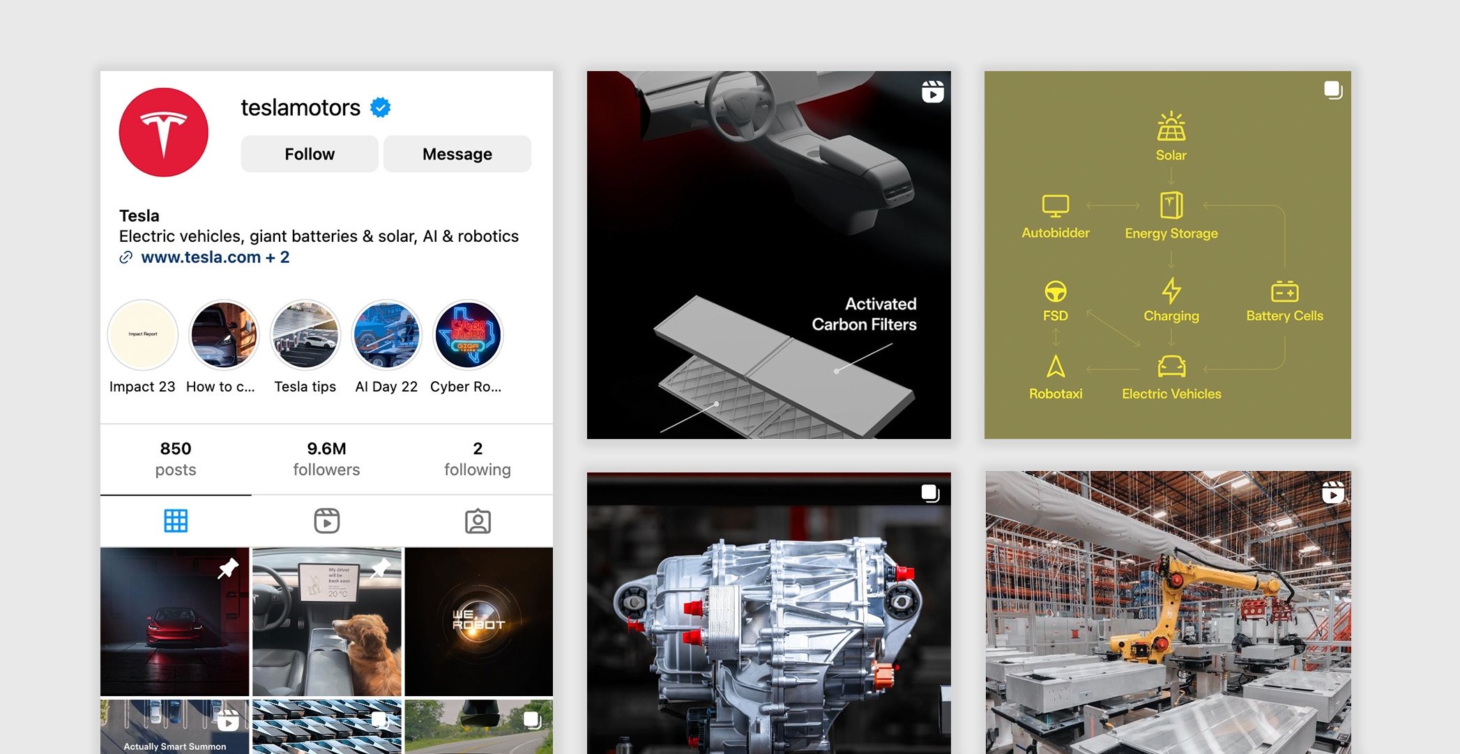 Screengrabs taken from Tesla's Instagram feed.