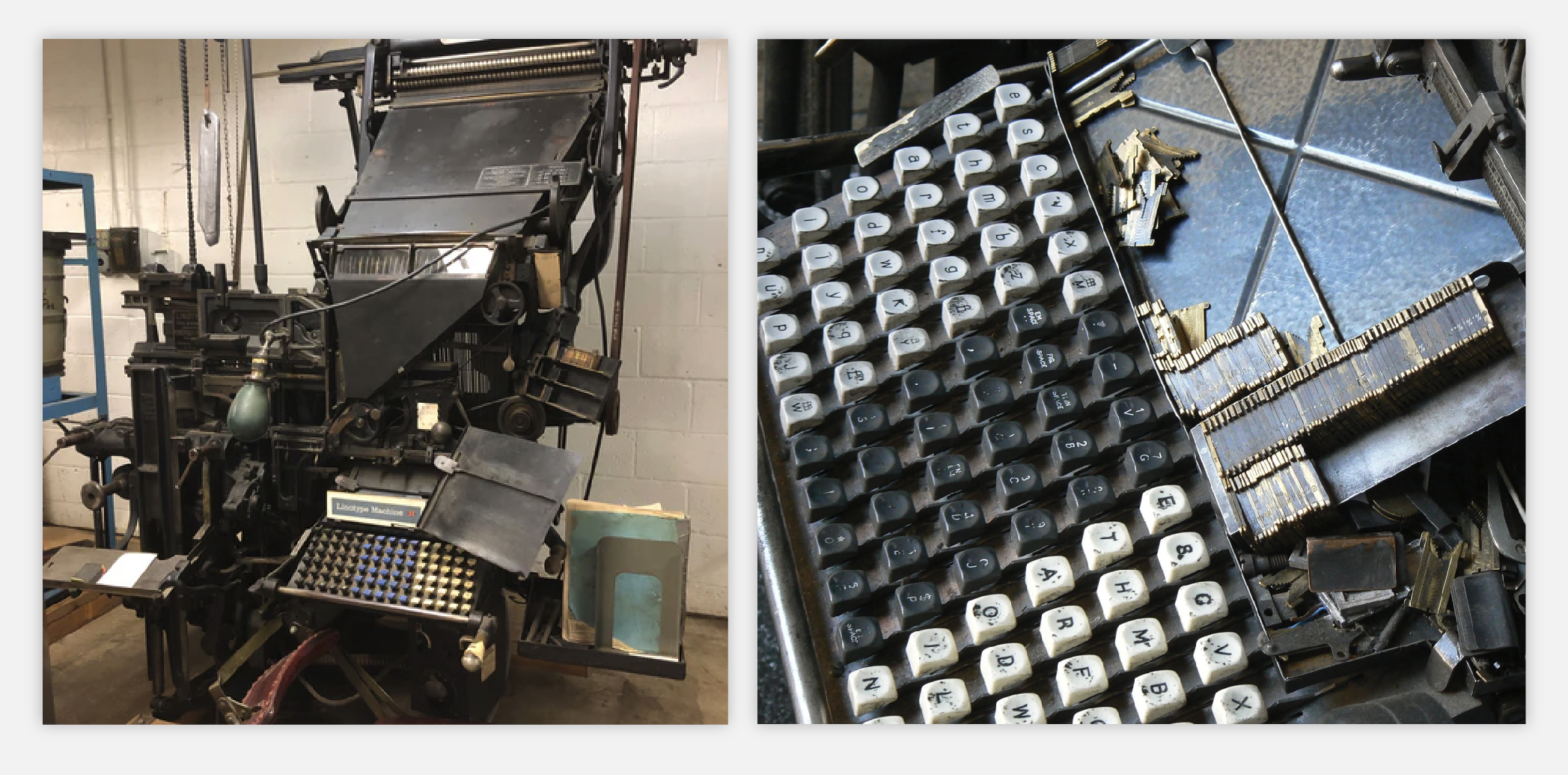 Photos of a Linotype machine