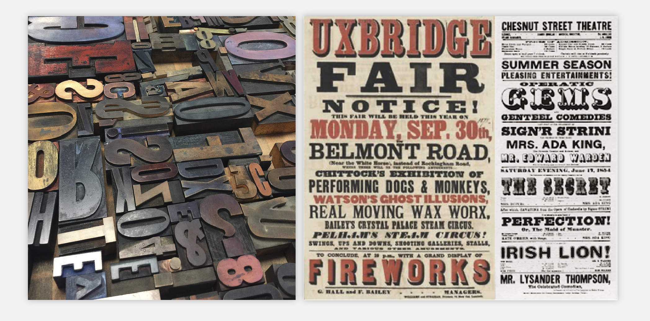 Examples of woodblock typefaces.